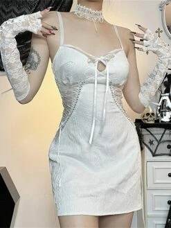 Women's Party Dress Cocktail Dress Bodycon Mini Dress White Sleeveless Pure Color Lace Up Spring Fall Winter Spaghetti Strap Fashion Halloween Birthday Wedding Guest 2023 S M L -LIGHTINTHEBOX Shop ioznak1693886983666