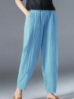 Women's Bloomers Cropped Pants Harem Pants Ankle-Length Cotton And Linen Pocket High Cut High Waist Vacation Streetwear Outdoor Street Wine Black S M Winter Autumn / Fall -LIGHTINTHEBOX Shop ipsclq1697681134247