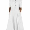 Women's Casual Dress Cotton Linen Dress A Line Dress Midi Dress Polyester Fashion Casual Outdoor Daily Vacation V Neck Button Pocket Short Sleeve Summer Spring 2023 Loose Fit Black White Navy Blue -LIGHTINTHEBOX Shop iqgugx1676517574522