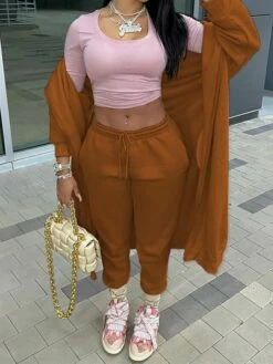 Women's Tracksuit Pants Sets Pink Brown Solid Color Zipper Drawstring Long Sleeve Going Out Casual Daily Fashion Streetwear Hooded Loose Fit Spring Fall & Winter 8 Women's Tracksuit Pants Sets Pink Brown Solid Color Zipper Drawstring Long Sleeve Going Out Casual Daily Fashion Streetwear Hooded Loose Fit Spring Fall & Winter -LIGHTINTHEBOX Shop irdbdg1694168043218