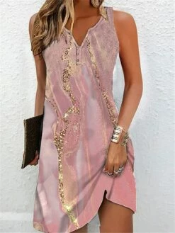 Women's Two Piece Dress Set Casual Dress Print Dress Outdoor Daily Fashion Streetwear Button Print Mini Dress V Neck Short Sleeve Ombre Marble Print Regular Fit Pink Summer Spring S M L XL XXL -LIGHTINTHEBOX Shop irpbzj1687920898715