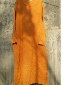 Women's Casual Dress Cotton Linen Dress Cotton Dress Maxi Long Dress Cotton Daily Stylish Outdoor Daily Vacation Crew Neck Ruched Long Sleeve Spring Fall Winter 2023 Loose Fit White Yellow Blue Plain -LIGHTINTHEBOX Shop isesod1695014654402