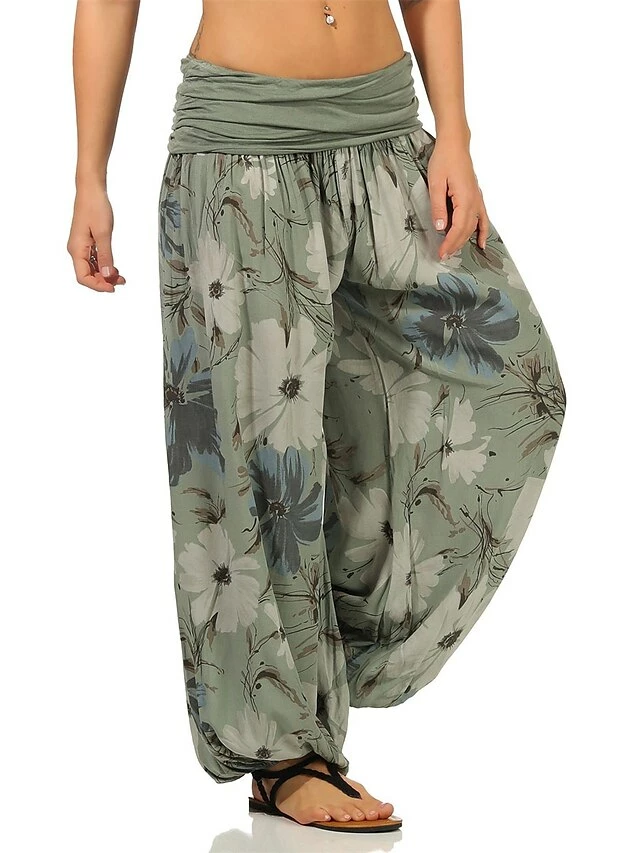 Women's Wide Leg Pants Trousers Baggy Full Length Baggy Print Micro-elastic Low Rise Streetwear Simple Outdoor Vacation Black Army Green S M Spring Autumn / Fall 7 Women's Wide Leg Pants Trousers Baggy Full Length Baggy Print Micro-elastic Low Rise Streetwear Simple Outdoor Vacation Black Army Green S M Spring Autumn / Fall - Image 5