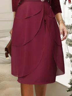 Women's Two Piece Dress Set Party Dress Lace Dress Party Office Fashion Elegant Lace Ruffle Midi Dress V Neck 3/4 Length Sleeve Plain Regular Fit Red Fall Winter S M L XL XXL 7 Women's Two Piece Dress Set Party Dress Lace Dress Party Office Fashion Elegant Lace Ruffle Midi Dress V Neck 3/4 Length Sleeve Plain Regular Fit Red Fall Winter S M L XL XXL -LIGHTINTHEBOX Shop iuimws1697167539069