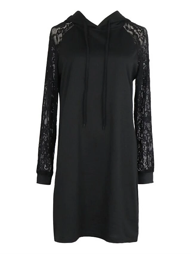 Women's Casual Dress Hoodie Dress Mini Dress Active Daily Outdoor Holiday Vacation Hoodie Solid Color Loose Fit Black S M L XL 8 Women's Casual Dress Hoodie Dress Mini Dress Active Daily Outdoor Holiday Vacation Hoodie Solid Color Loose Fit Black S M L XL - Image 6