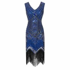 Women's Retro 1920s Fringe Dress Midi Dress Party Halloween Sequins Tassel Fringe Floral V Neck Sleeveless Regular Fit Spring Fall 2023 Black White S M L XL -LIGHTINTHEBOX Shop ivpinp1692610419165