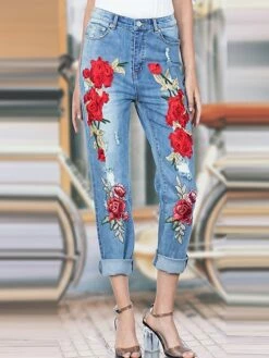 Women's Jeans Straight Full Length Fashion Streetwear Street Daily Robin's Egg Blue S M Fall Winter