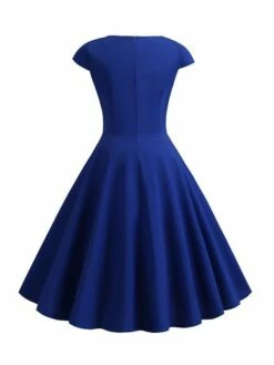 Women's Swing Dress Vintage Tea Dresses Midi Dress Black Yellow Pink Short Sleeve Pure Color Ruched Spring Summer Crew Neck Vintage Daily Weekend Slim S M L XL XXL -LIGHTINTHEBOX Shop ixhreq1629364277440