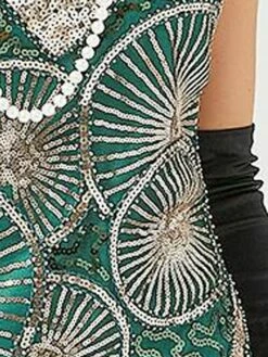 Women's Retro 1920s Fringe Dress Midi Dress Party Halloween Sequins Tassel Fringe Geometric V Neck Sleeveless Regular Fit Spring Fall 2023 Black Red XS S M L -LIGHTINTHEBOX Shop iytmvi1692947264144