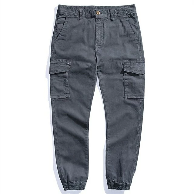 Blue Buttoned Plain Casual Cargo Pants 10 Blue Buttoned Plain Casual Cargo Pants - Image 8