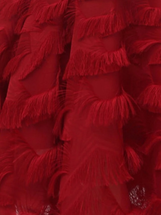 Women's Party Dress Fringe Dress Lace Dress Midi Dress White Wine Short Sleeve Pure Color Tassel Fringe Spring Fall Winter Strapless Fashion Winter Dress Wedding Guest Vacation 2023 S M L XL XXL 6 Women's Party Dress Fringe Dress Lace Dress Midi Dress White Wine Short Sleeve Pure Color Tassel Fringe Spring Fall Winter Strapless Fashion Winter Dress Wedding Guest Vacation 2023 S M L XL XXL - Image 4