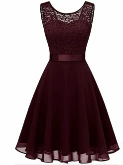 Women‘s Party Dress Lace Dress Knee Length Dress Pink Red Wine Dark Blue Red White Black Sleeveless Pure Color Lace Spring Summer Crew Neck Elegant 2022 XS S M L XL XXL XXXL -LIGHTINTHEBOX Shop izedny1631946871823