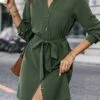 Women's Work Dress Casual Dress Semi Formal Dress Fashion Office Daily Workfashion Mini Dress Lace Up Button V Neck Long Sleeve Plain Loose Fit Army Green Fall Winter S M L XL 2 Women's Work Dress Casual Dress Semi Formal Dress Fashion Office Daily Workfashion Mini Dress Lace Up Button V Neck Long Sleeve Plain Loose Fit Army Green Fall Winter S M L XL -LIGHTINTHEBOX Shop izkefw1695096210971