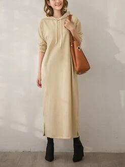 Women's Casual Dress Hoodie Dress Long Dress Maxi Dress Fashion Daily Outdoor Home Vacation Crew Neck Pocket Pure Color Pure Color Loose Fit Black Brown Army Green M L XL XXL -LIGHTINTHEBOX Shop jadayf1693294404059