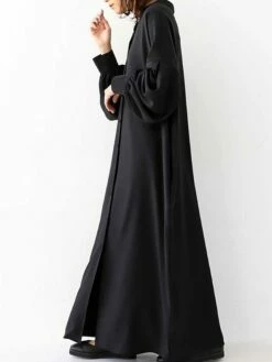 Women's Casual Dress Cotton Linen Dress Abaya Maxi Long Dress Linen / Cotton Blend Basic Classic Outdoor Daily Vacation Crew Neck Button Long Sleeve Spring Fall Winter 2023 Loose Fit Black Apricot -LIGHTINTHEBOX Shop jajcwm1692341113388