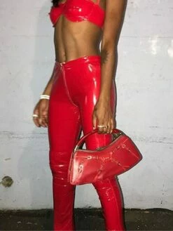 Women's Slim Leather Pants Tights Pants Trousers Faux Leather Black Red High Waist Fashion Punk & Gothic Hippie Party Club Micro-elastic Short Comfort Plain S M L XL XXL -LIGHTINTHEBOX Shop jaxcgg1692602746687