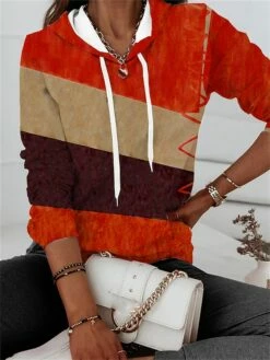 Women's Hoodie Sweatshirt Pullover Sports Basic Drawstring Yellow Pink Red Color Block Street Casual Hoodie Long Sleeve Top Micro-elastic Fall & Winter