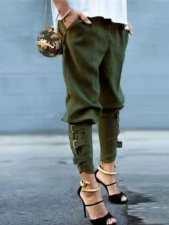 Women's Skinny Chinos Pants Trousers Army Green Fashion Streetwear Street Daily Daily Wear Full Length Comfort Solid Color S M L XL 2XL