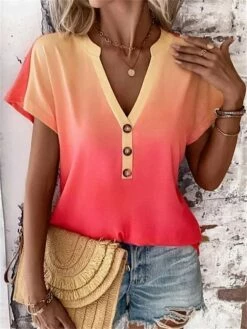 Women's T Shirt Tee Blouse Red Blue Purple Color Gradient Button Print Short Sleeve Casual Basic Neon & Bright V Neck Regular Fit 18 Women's T Shirt Tee Blouse Red Blue Purple Color Gradient Button Print Short Sleeve Casual Basic Neon & Bright V Neck Regular Fit -LIGHTINTHEBOX Shop jcpoqo1683633627507