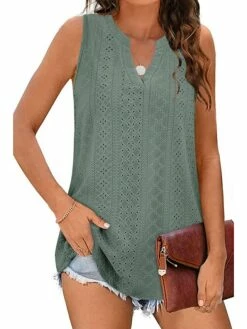 Women's Tank Top Black White Yellow Plain Cut Out Sleeveless Casual Basic V Neck Regular Fit -LIGHTINTHEBOX Shop jdnyzt1681988818278