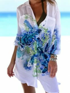 Women's Shirt Dress Casual Dress Shift Dress Mini Dress Outdoor Daily Date Polyester Fashion Classic Shirt Collar Pocket Print Half Sleeve Summer Spring 2023 Loose Fit ArmyGreen White Navy Blue Animal -LIGHTINTHEBOX Shop jegwth1677739842311