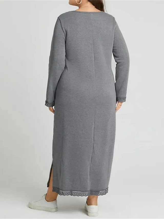 Women's Casual Dress Sweatshirt Dress Winter Dress Long Dress Maxi Dress Ruched Pocket Outdoor Daily Going Out Fashion Streetwear Crew Neck Long Sleeve 2023 Loose Fit Black Wine Purple Color S M L XL 5 Women's Casual Dress Sweatshirt Dress Winter Dress Long Dress Maxi Dress Ruched Pocket Outdoor Daily Going Out Fashion Streetwear Crew Neck Long Sleeve 2023 Loose Fit Black Wine Purple Color S M L XL - Image 3