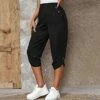 Women's Capri Shorts Black Wine Blue Fashion Casual Daily Side Pockets Calf-Length Comfort Plain S M L XL 2XL