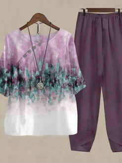 Women's Shirt Pants Sets Pink Purple Green Graphic Print Holiday Weekend Daily Basic Round Neck Regular Fit Fall & Winter 7 Women's Shirt Pants Sets Pink Purple Green Graphic Print Holiday Weekend Daily Basic Round Neck Regular Fit Fall & Winter -LIGHTINTHEBOX Shop jgmjak1689597162827