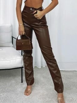 Women's Pants Trousers Full Length Fashion Streetwear Party Street Dark Brown Black S M Fall Winter