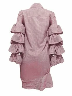 Women's Shirt Dress Sheath Dress Midi Dress Winter Dress Daily Vacation Polyester Cotton Blend Fashion Casual Shirt Collar Lace Up Ruched Long Sleeve Summer Spring Fall 2022 Regular Fit Red Light Blue -LIGHTINTHEBOX Shop jjhmdg1634352967273