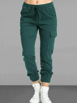 Women's Cargo Pants Sweatpants Pants Trousers Full Length Micro-elastic Mid Waist Fashion Streetwear Street Daily Deep Green Black S M Summer Fall