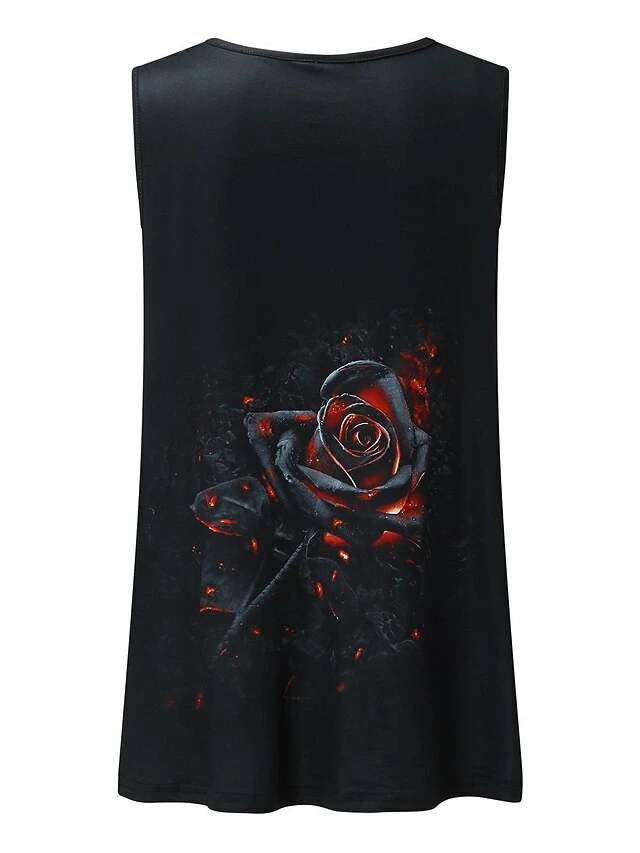 Women's Tank Top Black Gold Floral Cut Out Print Sleeveless Casual Holiday Basic Round Neck Regular Fit Floral Sleeveless 6 Women's Tank Top Black Gold Floral Cut Out Print Sleeveless Casual Holiday Basic Round Neck Regular Fit Floral Sleeveless - Image 4