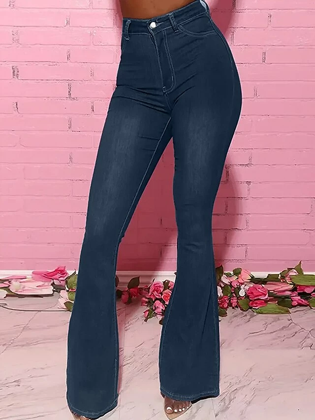 Women‘s Flare Jeans Bootcut Bell Bottom Full Length Cotton Denim Micro-elastic Mid Waist Fashion Streetwear Street Daily Robin‘s Egg Blue Dark Navy XL 2XL Fall Winter 10 Women‘s Flare Jeans Bootcut Bell Bottom Full Length Cotton Denim Micro-elastic Mid Waist Fashion Streetwear Street Daily Robin‘s Egg Blue Dark Navy XL 2XL Fall Winter - Image 8