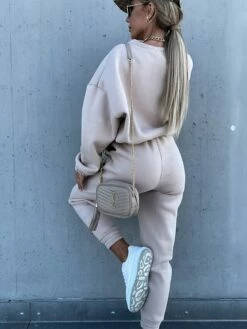 Women's Sweatshirt Tracksuit Pants Sets Black Camel Fuchsia Plain Long Sleeve Outdoor Sports Outdoor Active Daily Round Neck Regular Fit Fall & Winter -LIGHTINTHEBOX Shop jndgdc1691064064755