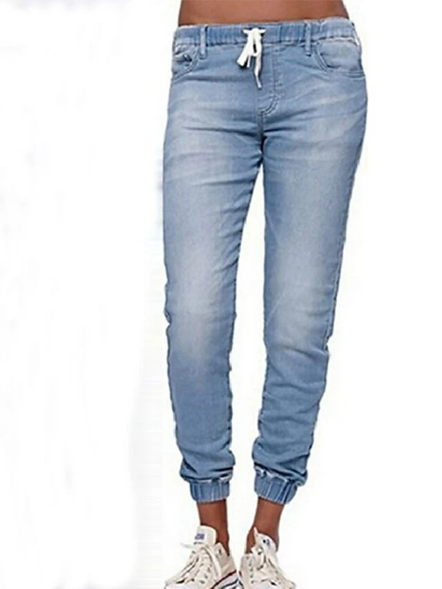 Women's Jeans Pants Trousers Full Length Denim Micro-elastic Mid Waist Basic Trousers Work Daily Black Dark Blue S M Spring &Fall 3 Women's Jeans Pants Trousers Full Length Denim Micro-elastic Mid Waist Basic Trousers Work Daily Black Dark Blue S M Spring &Fall