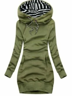 Women's Hoodie Dress Sheath Dress Short Mini Dress Black Yellow Army Green Navy Blue Long Sleeve Pure Color Pocket Fall Winter Hooded Casual Loose 2022 S M L XL XXL 3XL / Casual Dress -LIGHTINTHEBOX Shop jppxnd1659677076722