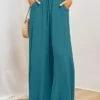 Women's Wide Leg Pants Trousers Baggy Full Length Pocket Baggy Micro-elastic High Waist Fashion Streetwear Party Street Peacock Blue Apricot S M Summer Fall -LIGHTINTHEBOX Shop jrfcsl1689924797119