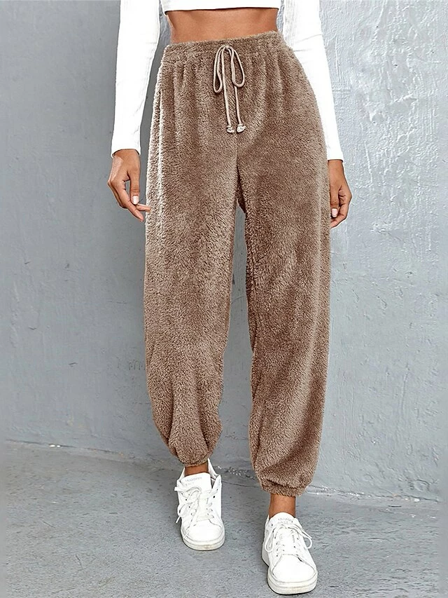 Women's Fleece Pants Sweatpants Chinos Pants Trousers Flannel Dark Brown Black Pink High Waist Fashion Streetwear Daily Wear Vacation Casual Daily Micro-elastic Full Length Comfy Solid Colored XS S M 16 Women's Fleece Pants Sweatpants Chinos Pants Trousers Flannel Dark Brown Black Pink High Waist Fashion Streetwear Daily Wear Vacation Casual Daily Micro-elastic Full Length Comfy Solid Colored XS S M - Image 14