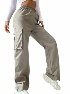 Women's Cargo Pants Pants Trousers Parachute Pants Full Length Pocket Micro-elastic High Waist Streetwear Casual Casual Sports ArmyGreen Off White S M Summer Spring -LIGHTINTHEBOX Shop jtjwdr1686641872481