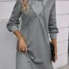 Women's Casual Dress Hoodie Dress Mini Dress Daily Basic Outdoor Vacation Going Out Hoodie Zipper Pure Color Pure Color Loose Fit Gray S M L XL XXL
