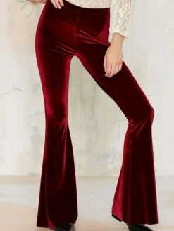 Women's Bootcut Bell Bottom Pants Trousers Full Length Micro-elastic Mid Waist Fashion Streetwear Party Street Wine Black S M Fall Winter -LIGHTINTHEBOX Shop juqdyp1691564854624