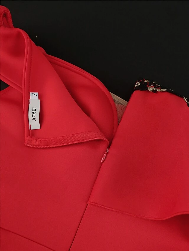 Women's Party Dress Lace Dress Cocktail Dress Midi Dress Red Short Sleeve Pure Color Lace Summer Spring Fall V Neck Fashion Wedding Guest Vacation Summer Dress 2023 S M L XL XXL 3XL 4XL 7 Women's Party Dress Lace Dress Cocktail Dress Midi Dress Red Short Sleeve Pure Color Lace Summer Spring Fall V Neck Fashion Wedding Guest Vacation Summer Dress 2023 S M L XL XXL 3XL 4XL - Image 5