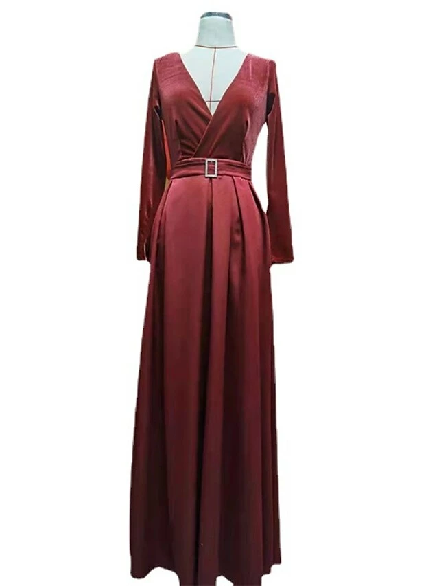 Women‘s Party Dress Velvet Dress Red Long Dress Maxi Dress Wine Long Sleeve Pure Color Ruched Pleated Split Winter Fall V Neck Party Hot Elegant Fall Dress Slim 2023 S M L XL Winter Dress 8 Women‘s Party Dress Velvet Dress Red Long Dress Maxi Dress Wine Long Sleeve Pure Color Ruched Pleated Split Winter Fall V Neck Party Hot Elegant Fall Dress Slim 2023 S M L XL Winter Dress - Image 6
