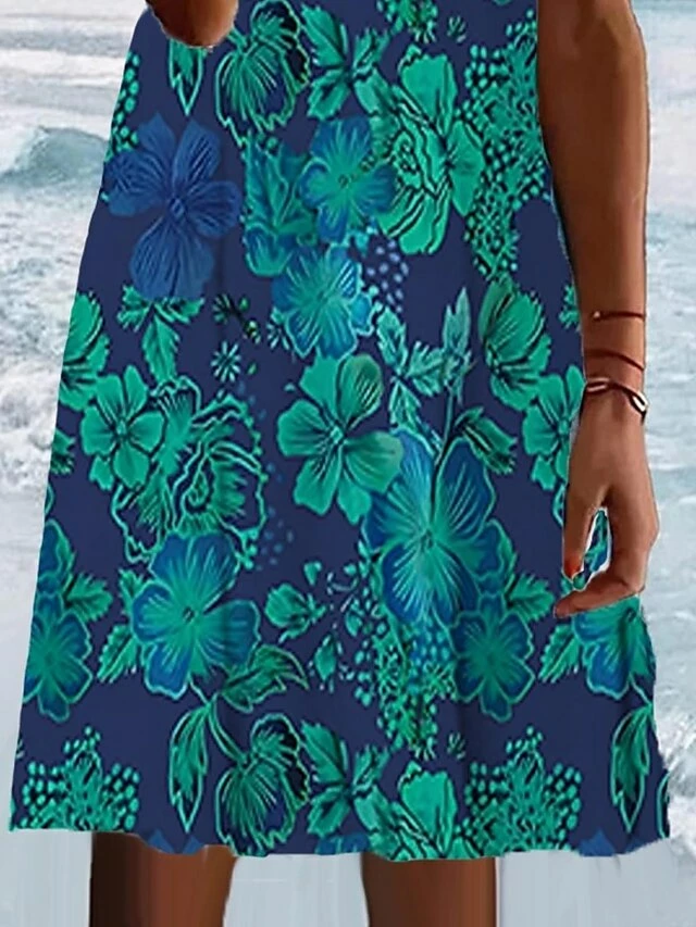 Women's T Shirt Dress Casual Dress Summer Dress Graphic Floral Print Crew Neck Mini Dress Fashion Modern Daily Holiday Short Sleeve Regular Fit Blue Summer Spring S M L XL XXL 5 Women's T Shirt Dress Casual Dress Summer Dress Graphic Floral Print Crew Neck Mini Dress Fashion Modern Daily Holiday Short Sleeve Regular Fit Blue Summer Spring S M L XL XXL - Image 3