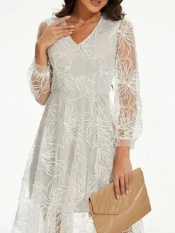 Women's Party Dress Homecoming Dress White Dress Long Dress Maxi Dress White Long Sleeve Floral Lace Spring Fall Winter V Neck Vintage Wedding Guest Fall Dress 2023 S M L XL XXL -LIGHTINTHEBOX Shop jytvzf1688378811407