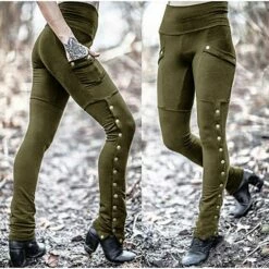 Women's Chinos Pants Rivet Trousers Halloween Cotton Blend Amy Green Wine Dark Blue Mid Waist Fashion Casual Weekend Side Pockets Split High Elasticity Full Length Comfort Solid Color S 2XL -LIGHTINTHEBOX Shop jzmjxp1659947346308