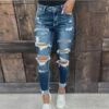 Women's Jeans Distressed Jeans Full Length Denim Side Pockets Cut Out Micro-elastic Fashion Street Casual Blue S M 1 Women's Jeans Distressed Jeans Full Length Denim Side Pockets Cut Out Micro-elastic Fashion Street Casual Blue S M -LIGHTINTHEBOX Shop kashmu1666251060812