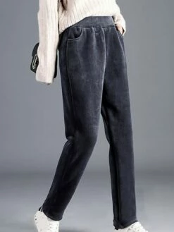 Women's Fleece Pants Pants Trousers Harem Pants Full Length Corduroy Pocket Micro-elastic High Waist Fashion Streetwear Street Daily Black Brown M L Summer Fall -LIGHTINTHEBOX Shop kbfcsd1690973675053