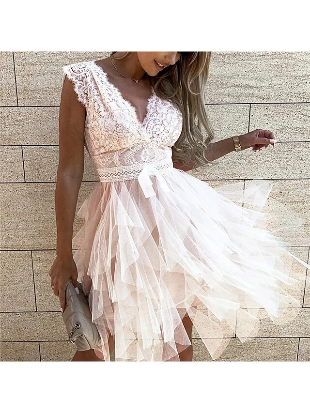 Women's Party Dress Lace Dress Homecoming Dress Midi Dress Black White Pink Sleeveless Pure Color Lace Summer Spring V Neck Vacation Vacation Spring Dress Slim 2023 S M L XL 4 Women's Party Dress Lace Dress Homecoming Dress Midi Dress Black White Pink Sleeveless Pure Color Lace Summer Spring V Neck Vacation Vacation Spring Dress Slim 2023 S M L XL - Image 2