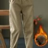 Women's Slacks Baggy Full Length Cotton Baggy Micro-elastic Mid Waist Fashion Streetwear Outdoor Street Black Plush Khaki Fleece M 80-100 Catties XL 120-140 Catties Fall Winter -LIGHTINTHEBOX Shop keuisq1692241514635